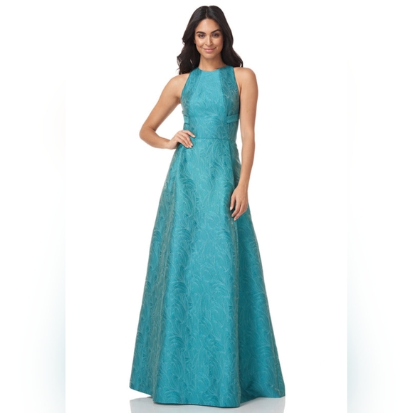 Kay Unger Dresses & Skirts - Kay Unger Emilia Halter Gown in Aqua Marine Teal Formal Maxi Dress